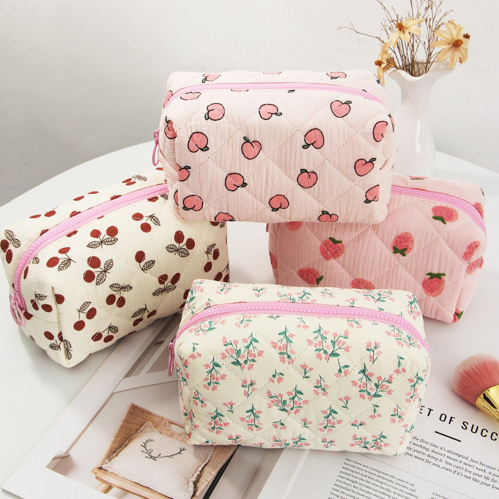 Quilted Cotton Large Capacity Cosmetic Toiletry Bag