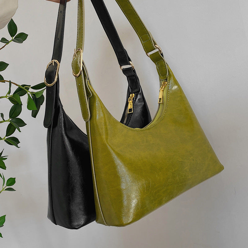 Minimalist PU Shoulder Bag with Modern Hobo Silhouette
