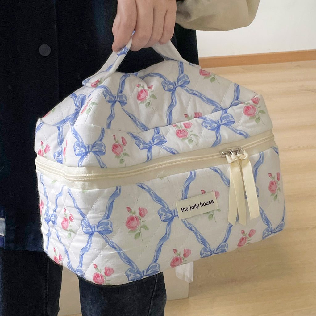 Multi-Pattern Palace Quilted Cosmetic Clutch and Octagonal Set