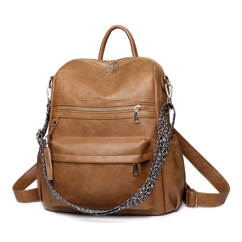 Women Large Trendy Vintage Soft Leather Convertible Shoulder Backpack