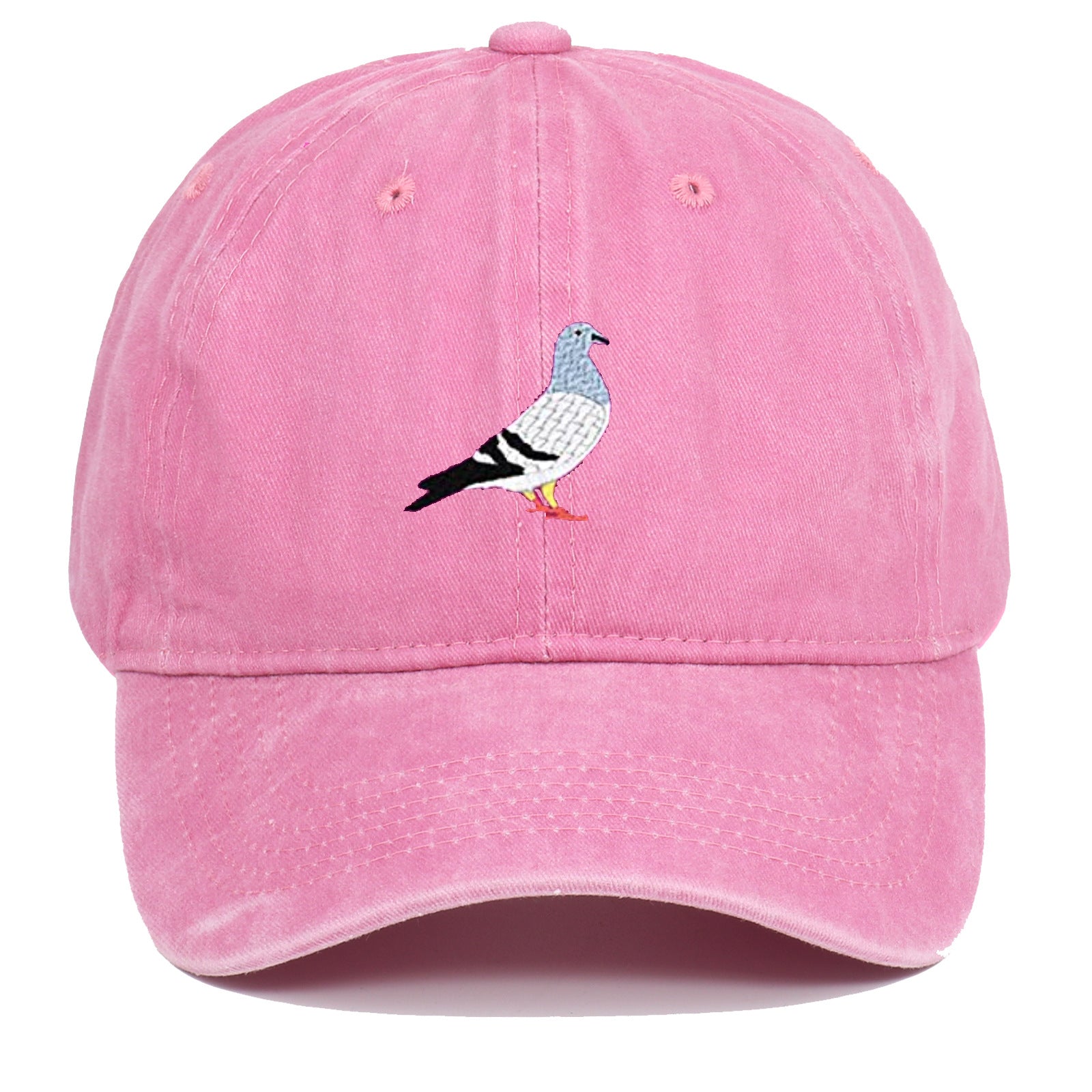 Pigeon Embroidered Washed Distressed Baseball Cap