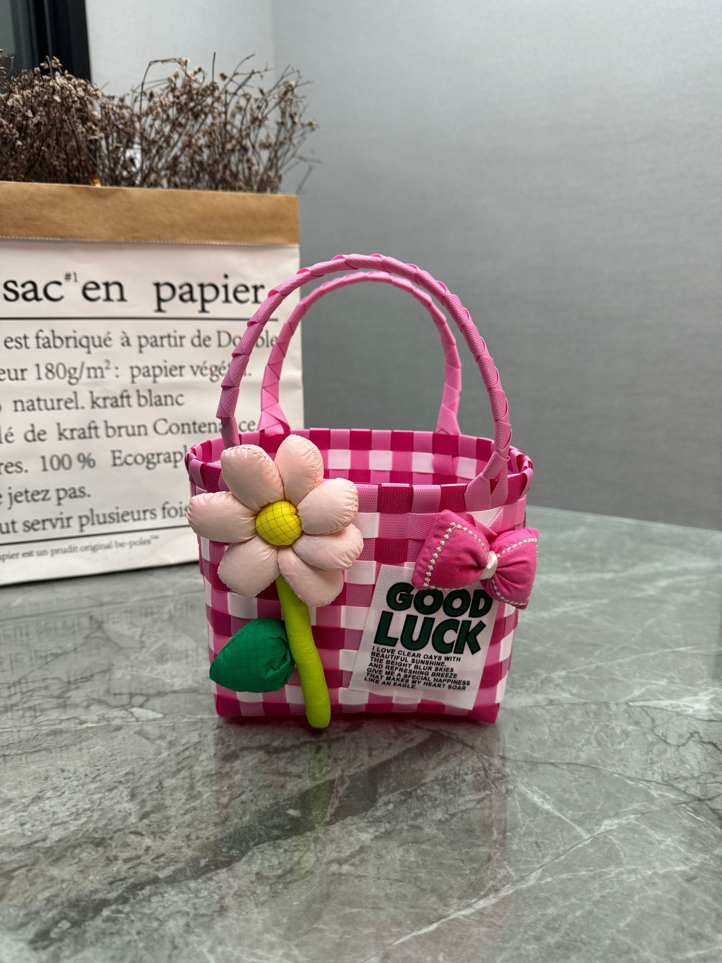 Plastic Woven Small Square Handbag Souvenir Bag