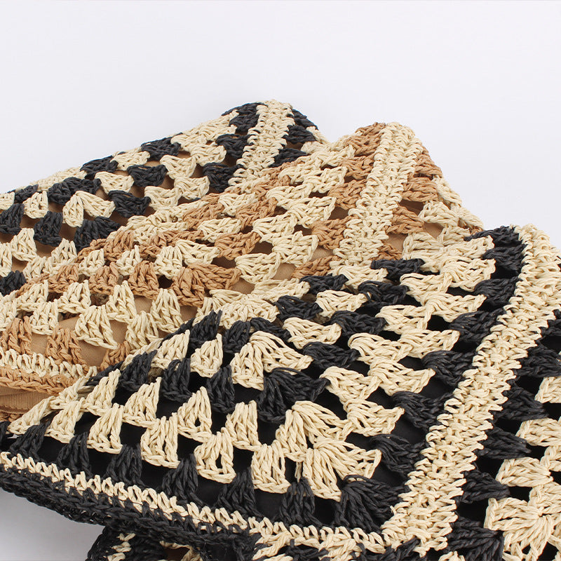 Women Retro Ethnic Paper Rope Woven Large Capacity Commuter Shoulder Bag