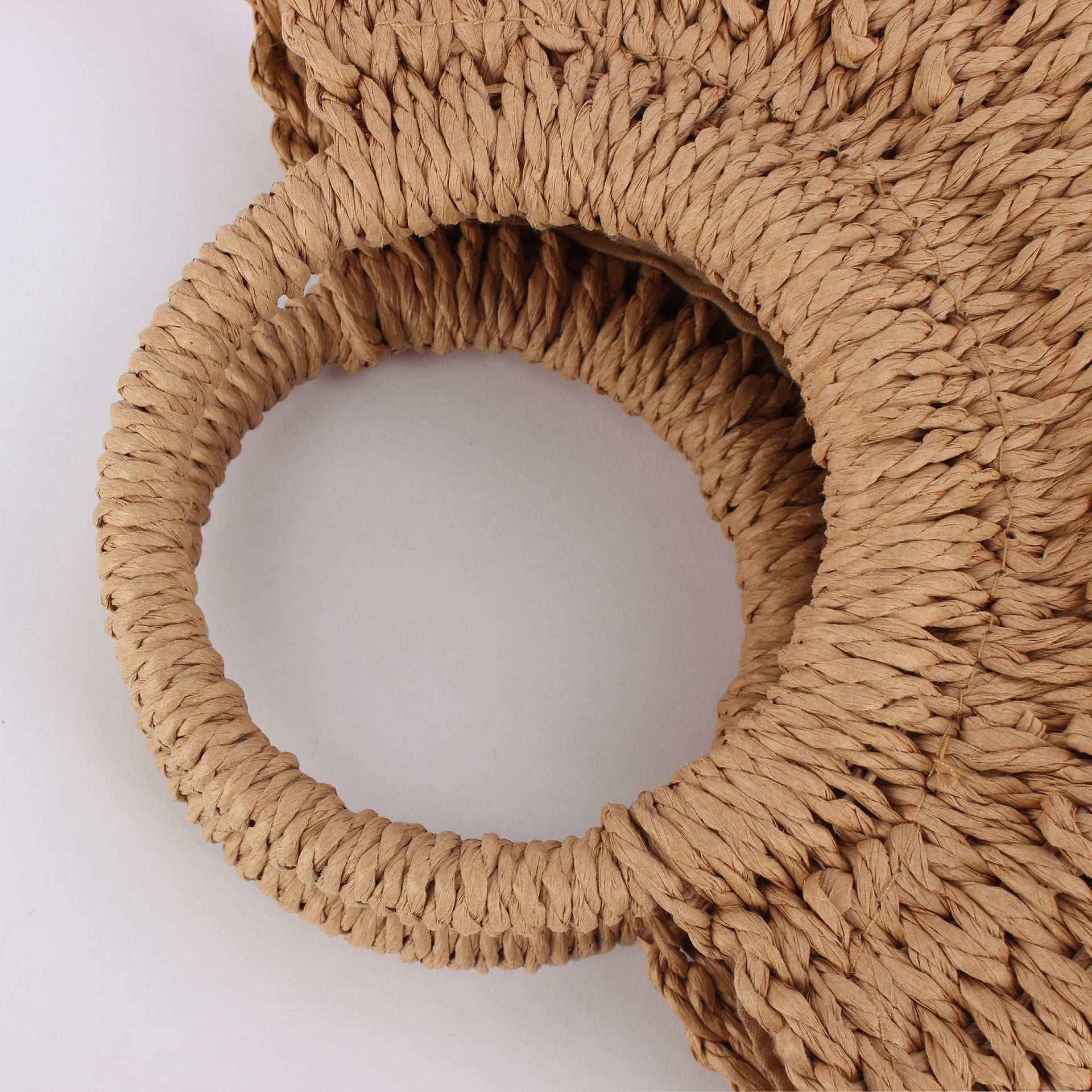 Simple Ins Popular Semi-Circle Straw Bag Beach Handwoven Bag Vacation Travel Hand-Carry Cross-Body Dual-Use Bag