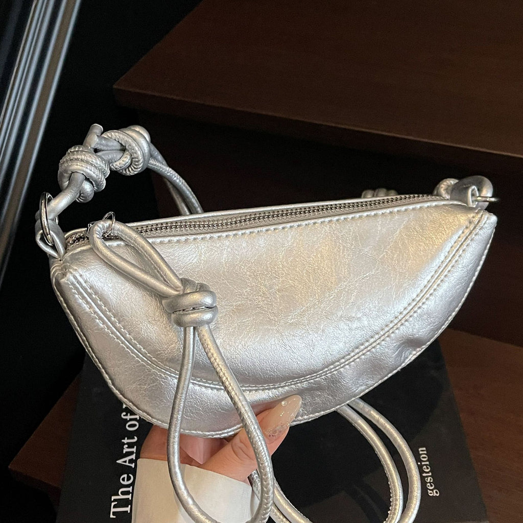 Mini Crescent Crossbody Bag with Knotted Strap Detail