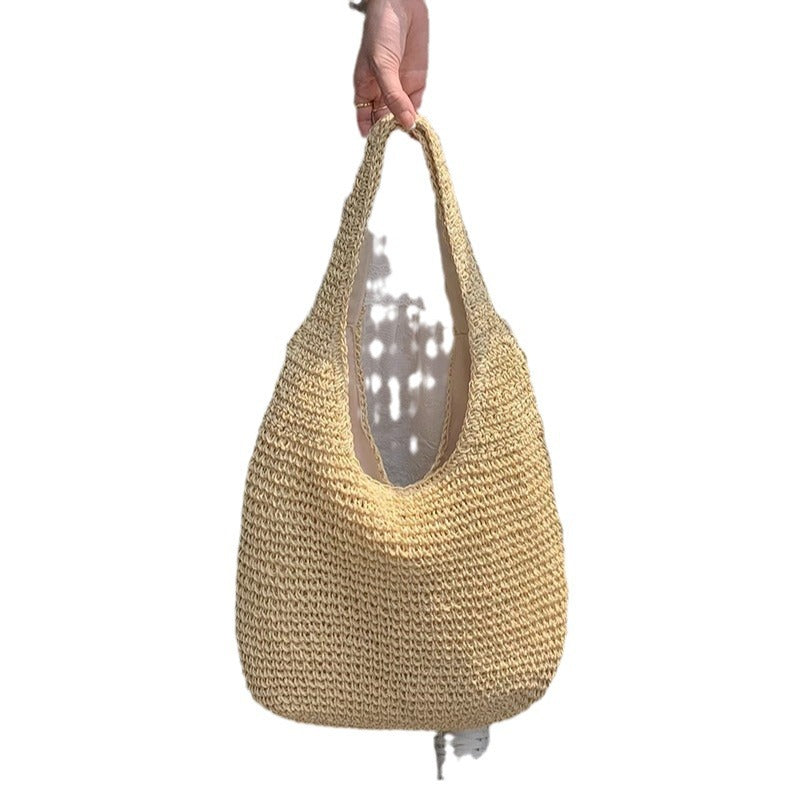 Women Straw Beach Shoulder Hand-Woven Large Capacity Bag