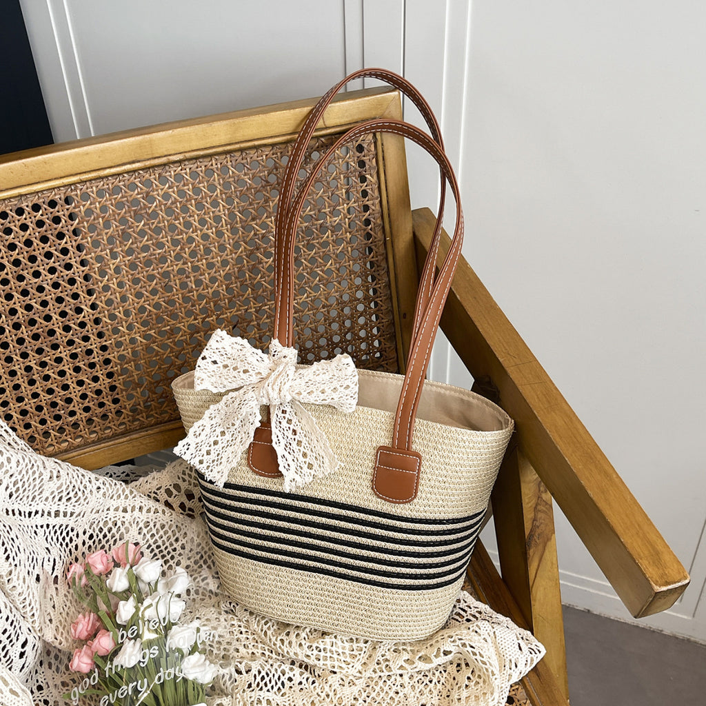 Cross-Border Woven Straw Bag, Beach Vacation Vegetable Basket, New Handmade Handbag, Lazy Style Beach Bag, Commuter Bag