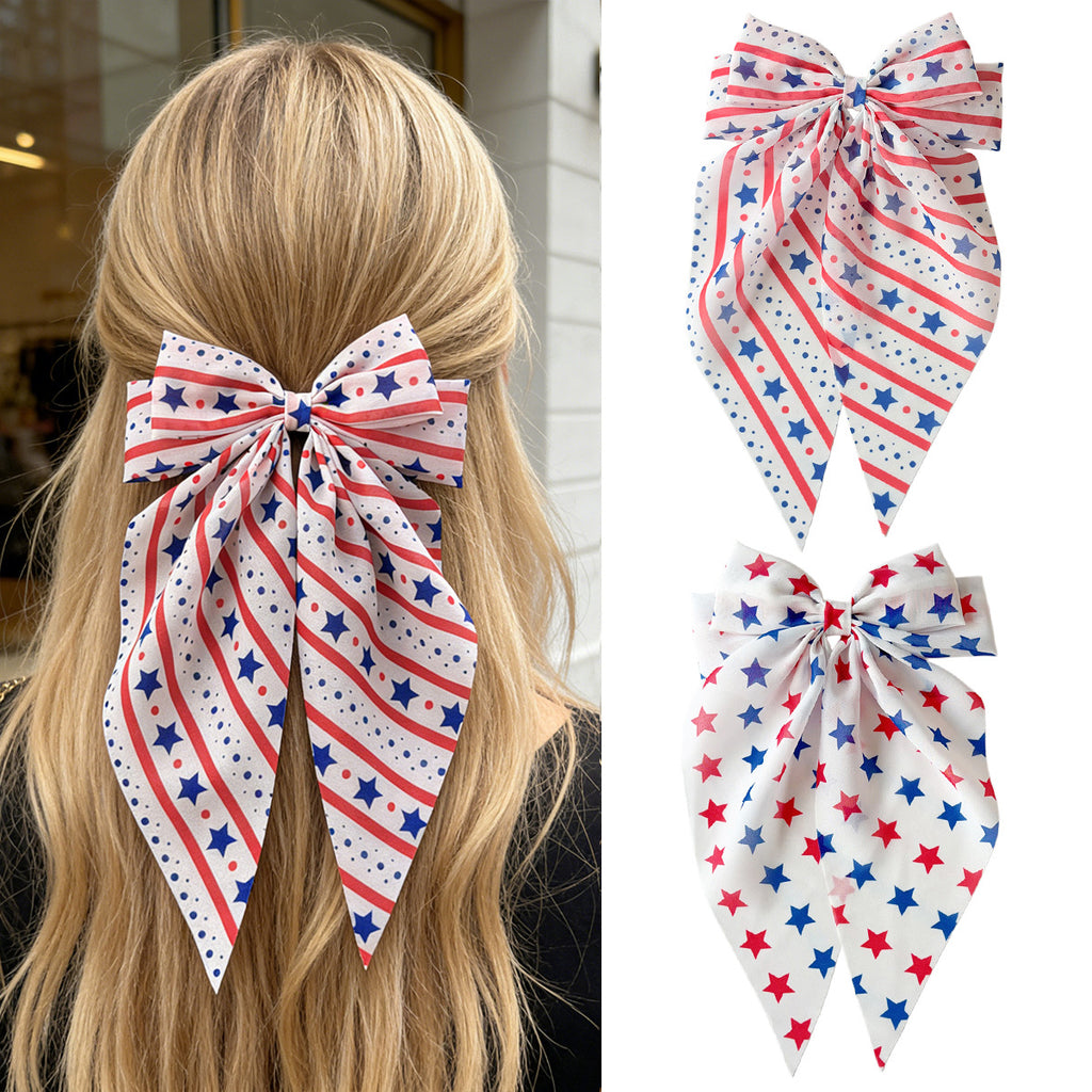 Independence Day Star Stripe Bow Hair Clip