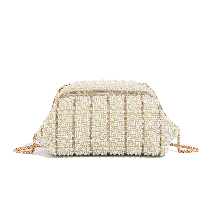 High-End Pearl Clip Evening Clutch Bag