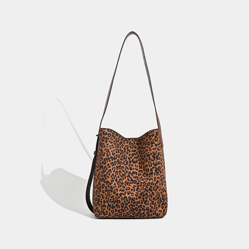 Leopard Print Bucket Shoulder Handbag Tote Bag