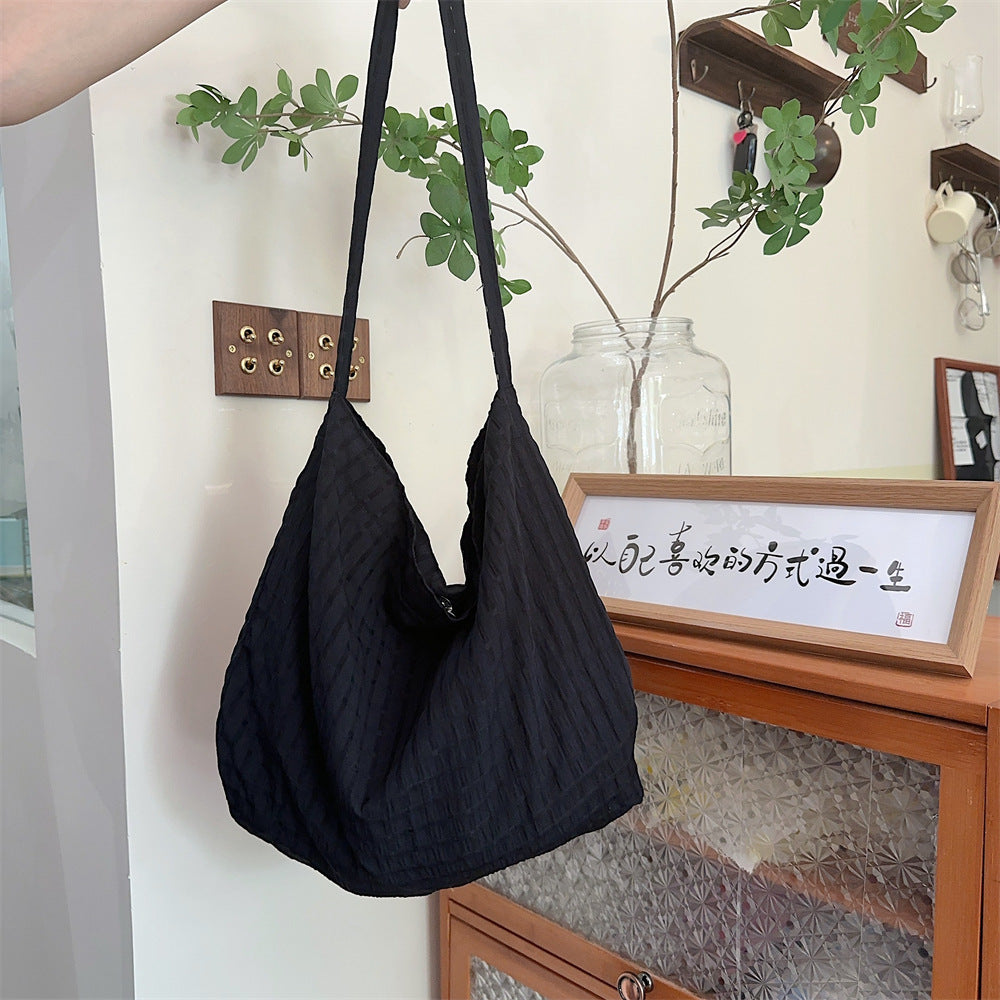 Hollow Bubble Plaid Canvas Crossbody Underarm Bag