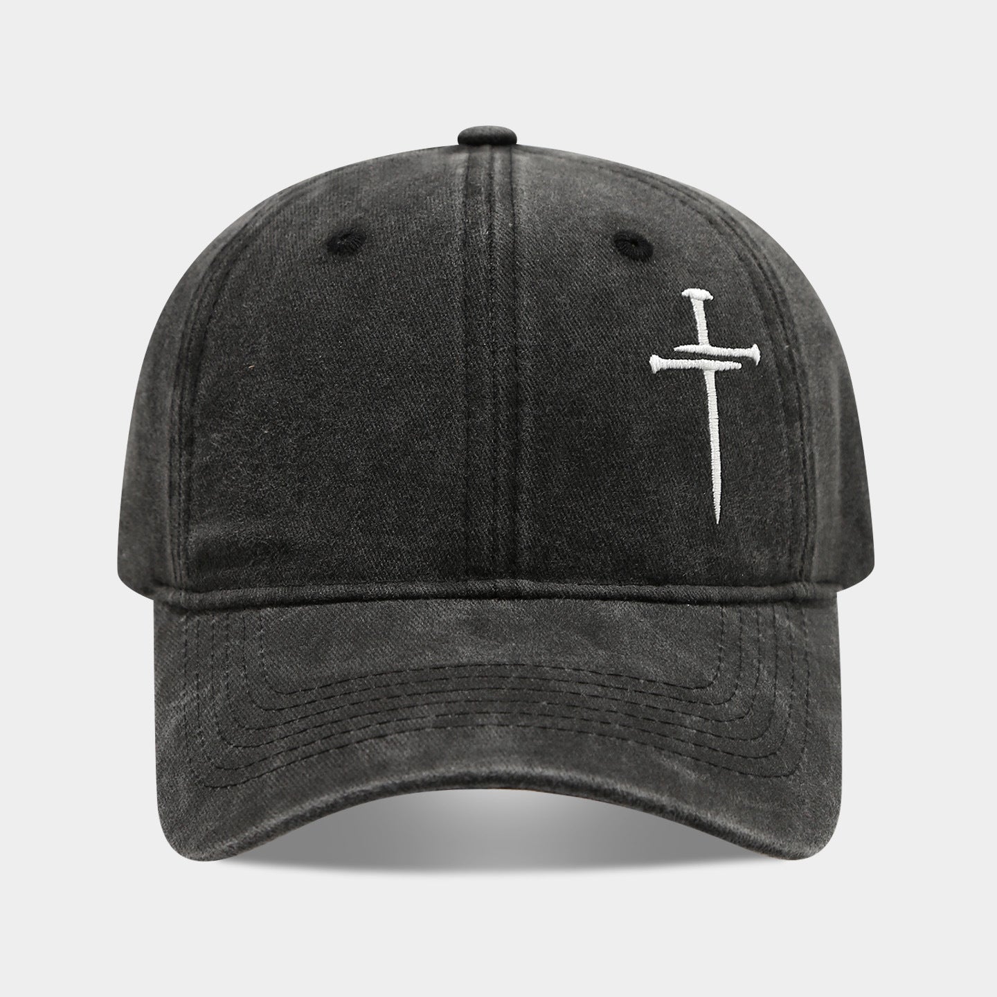 Washed Retro Cotton Embroidered Cross Baseball Cap