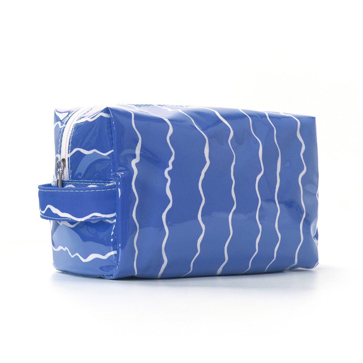 Glossy Waterproof PVC Wave Pattern Cosmetic Travel Bag