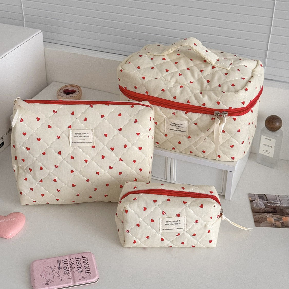 Red Love Large Capacity Toiletry Bag