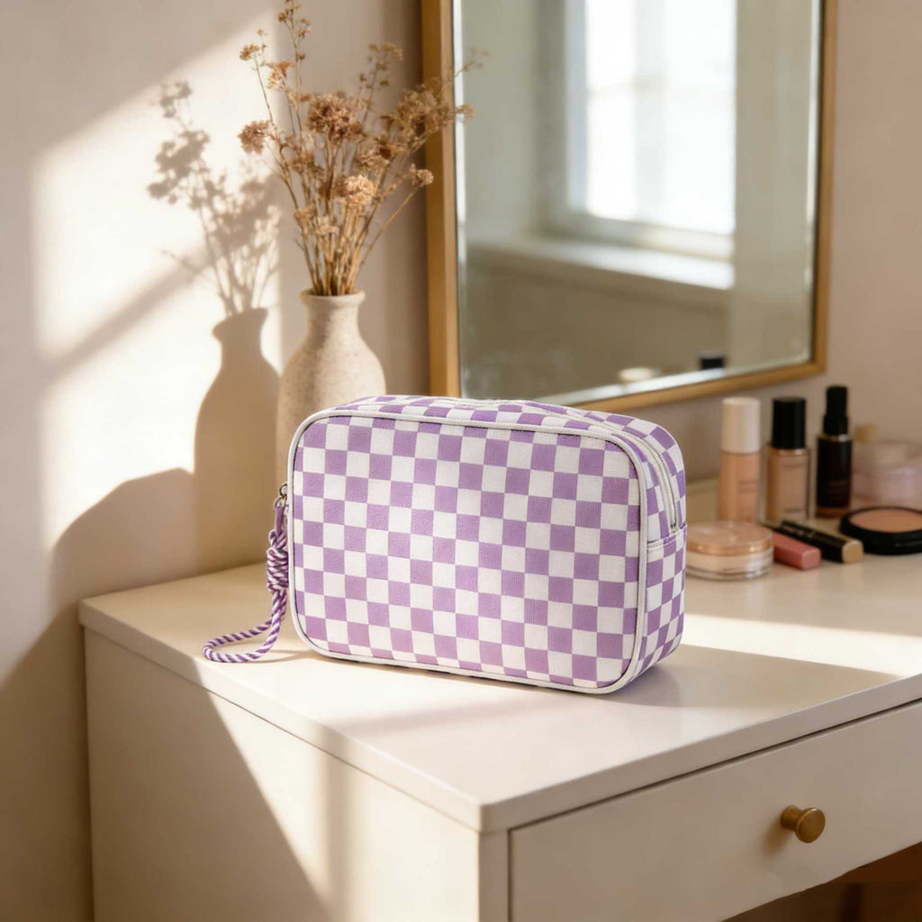 Checkerboard Large-Capacity Waterproof Travel Clutch Bag