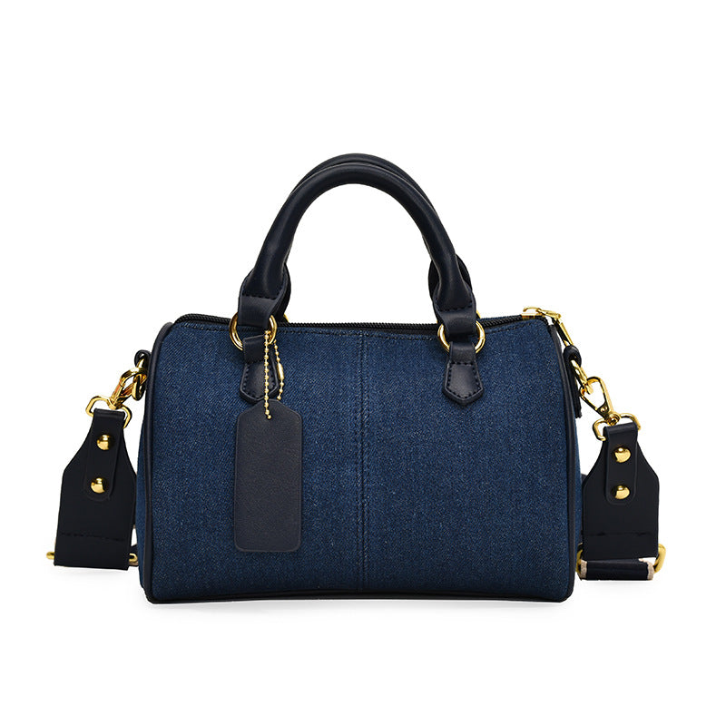 2026 Women Denim Patchwork Puffer Pillow Shoulder Bag