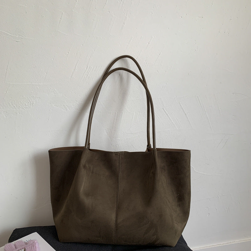 Women Fall New Suede Large 2026 Korean Casual Shoulder Tote Bag