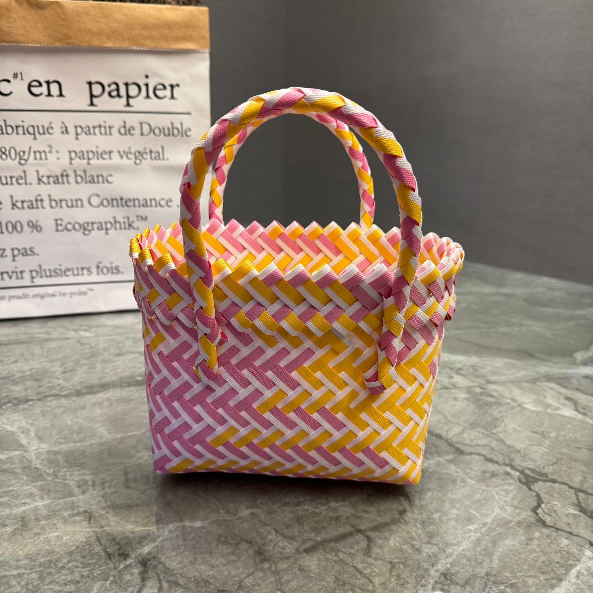 Plastic Woven Beach Basket Bag