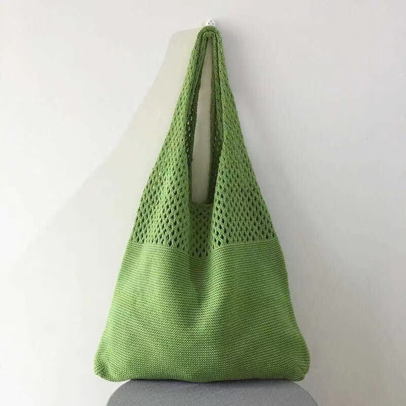 Handwoven Knit Shoulder Large Capacity Crochet Everyday Tote Bag
