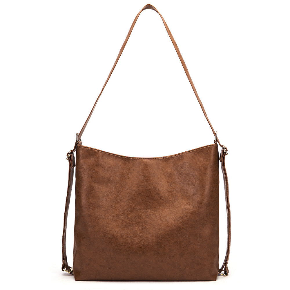 Retro Oiled Wax Leather Large Capacity Crossbody Backpack