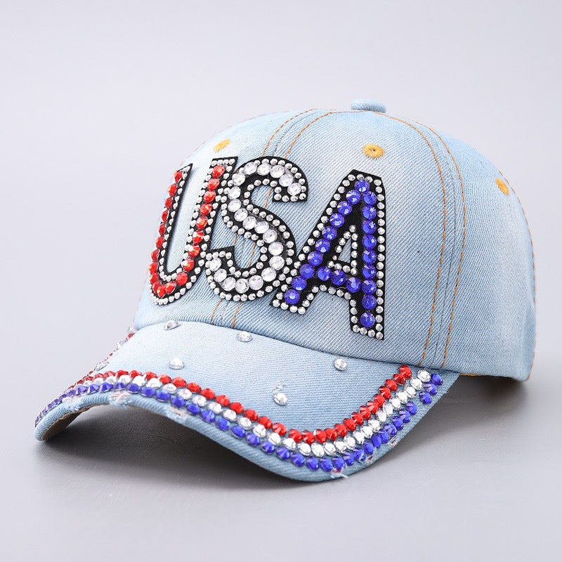 Rhinestone Flower Butterfly Baseball Cap