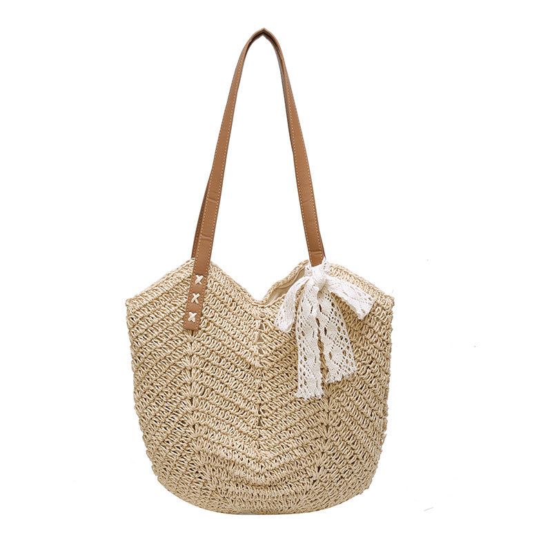 Women New Handmade Woven Fashion Straw Paper Rope Vacation Beach Bag