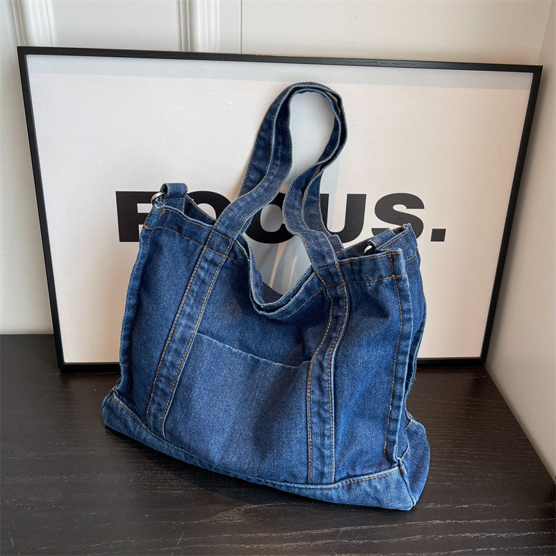 2026 Women Casual Denim Minimalist Versatile Shoulder Tote Bag