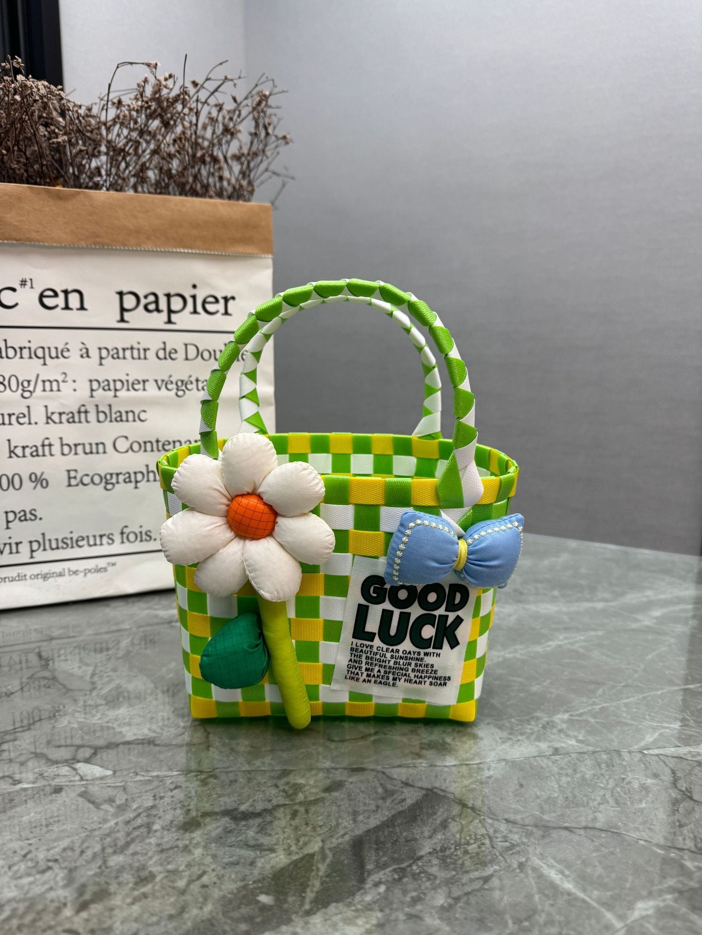 Plastic Woven Small Square Handbag Souvenir Bag