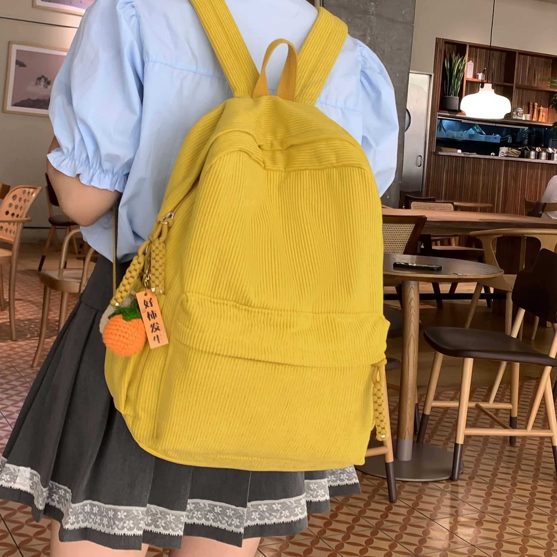 Women 2026 Corduroy Backpack, Large Capacity Student School Bag