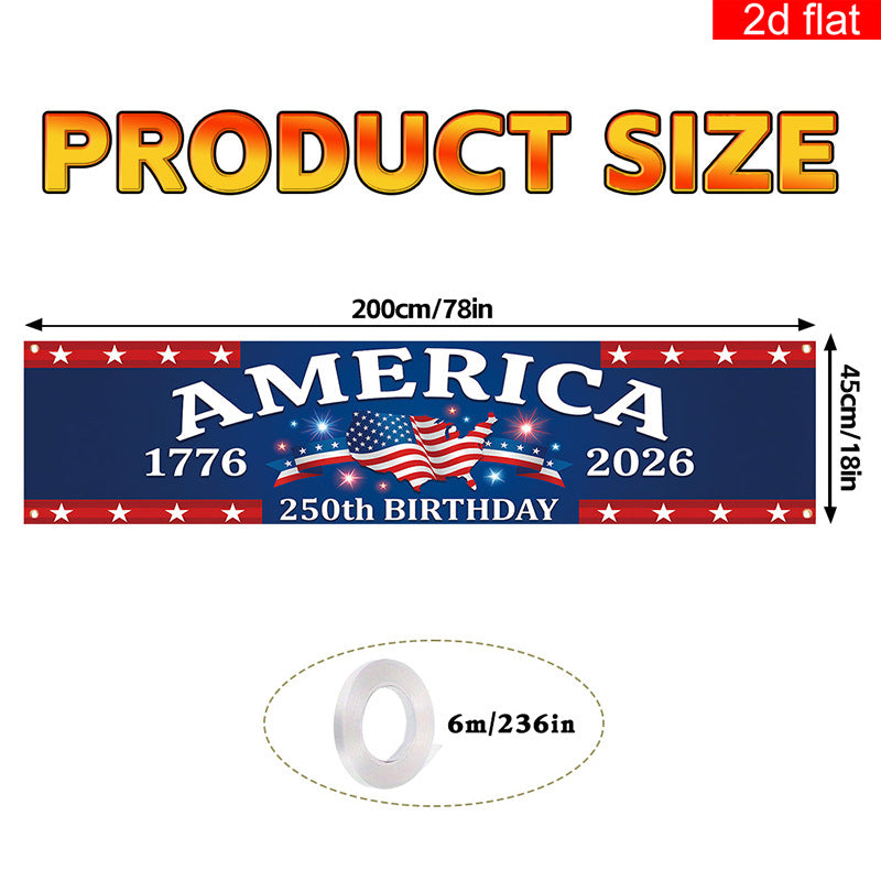 Independence Day 250th Anniversary Hanging Flag Banner