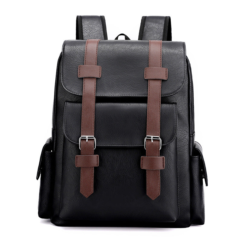 Large Soft PU Leather Casual Business Laptop Travel Backpack