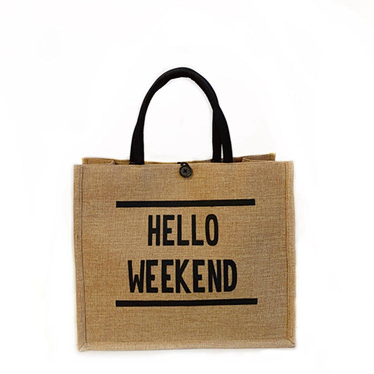Linen Printed Handbag Travel Essential Gift Bag