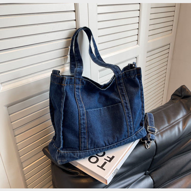 2026 Women Casual Denim Minimalist Versatile Shoulder Tote Bag