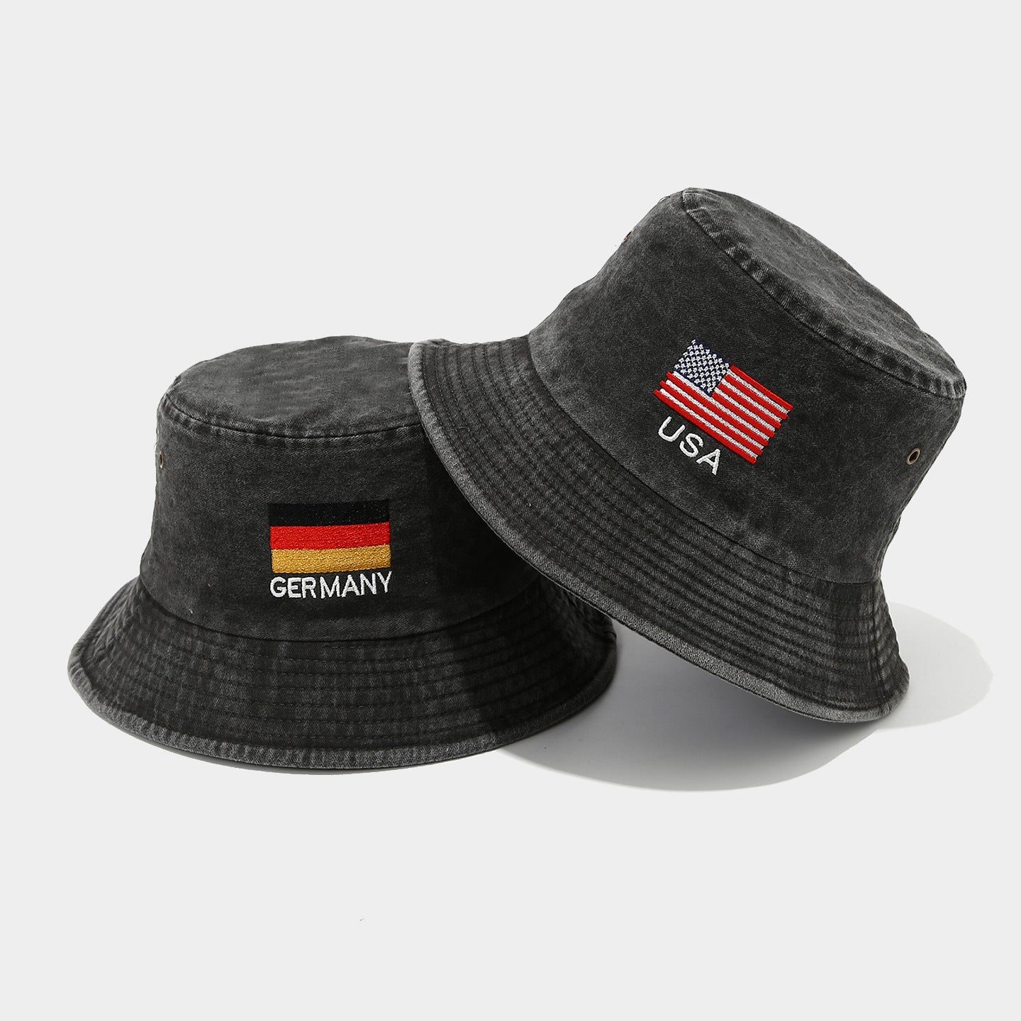 Washed Foldable World Flag Fisherman Hat