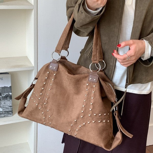 Vintage Studded Slouchy Shoulder Bag