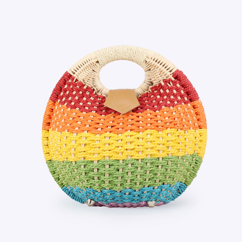 Cute Rattan Shell Bag, Casual Straw Vacation Beach Bag