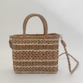 Striped Woven Crossbody Bag, Lightweight Straw Basket Bag