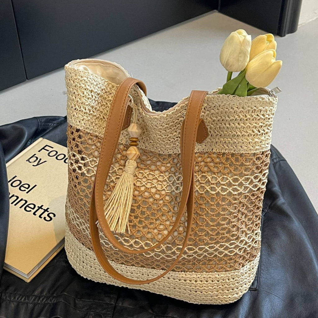 Women Beach Straw 2026 New Hollow Woven Fashion Large Shoulder Bag