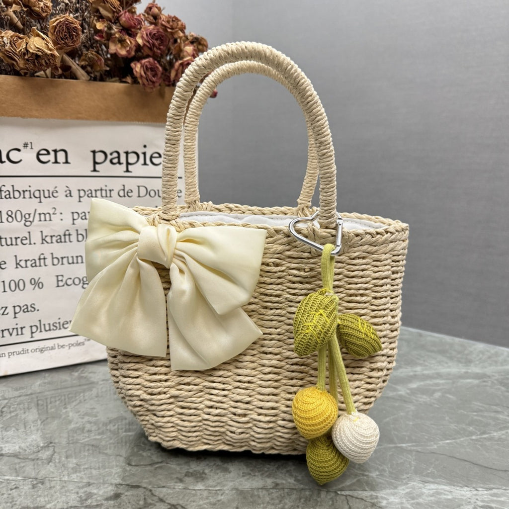 Lined Handwoven Straw Souvenir Bag