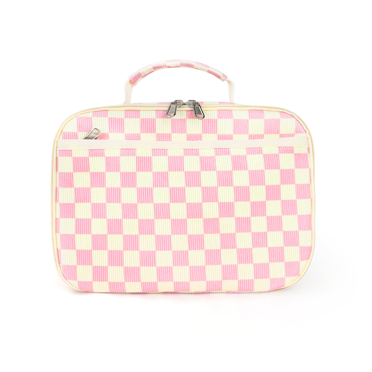 Corduroy Checkerboard Insulated Portable Lunch Bag