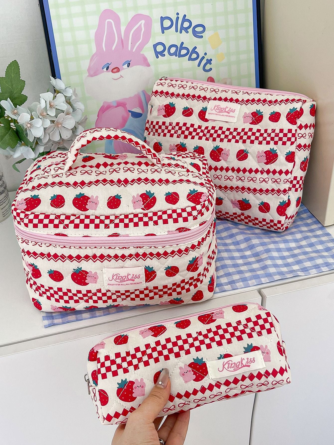 Cotton Floral Quilted Toiletry Bag