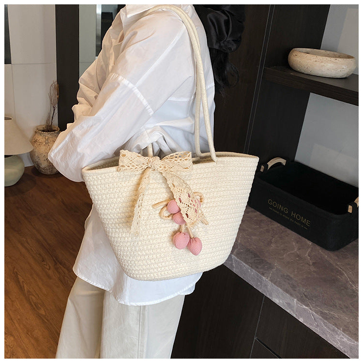 Large Capacity Hand-Woven Tote Crossbody Bag