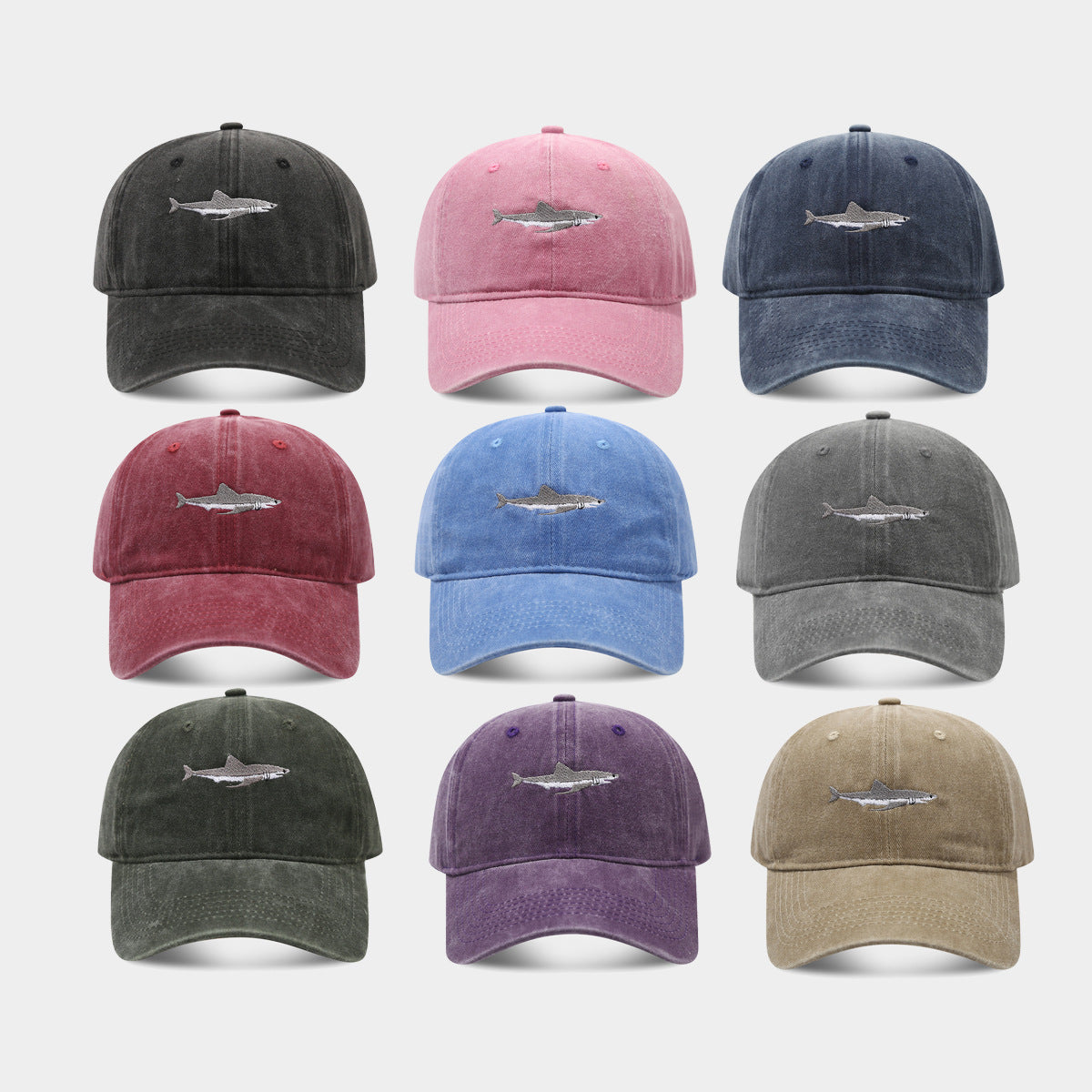 Washed Shark Retro Style Baseball Cap