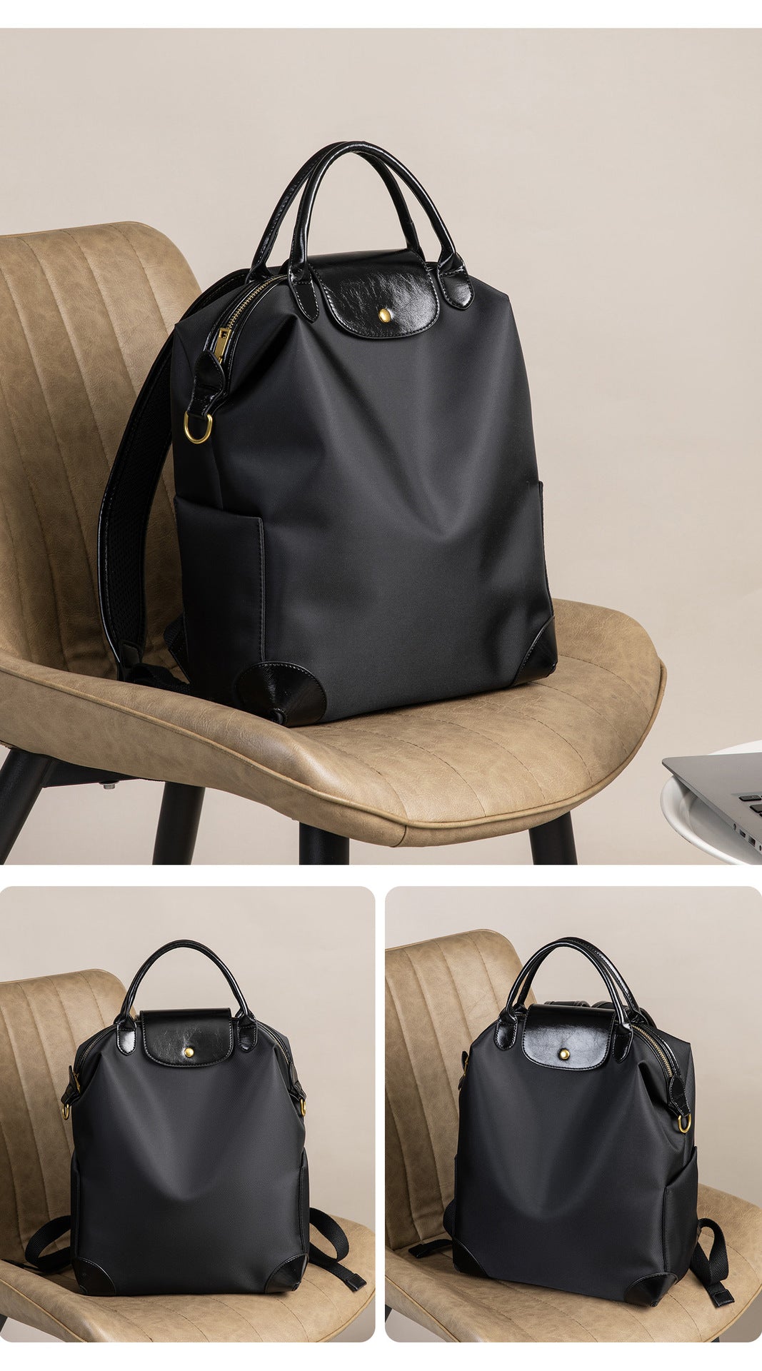 Waterproof Nylon Convertible Travel Backpack Purse