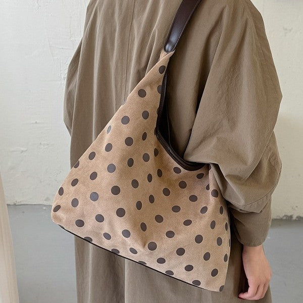 Retro Polka Dot Slouchy Hobo Shoulder Bag
