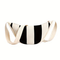 Striped Crescent Shoulder Bag with Zipper Closure
