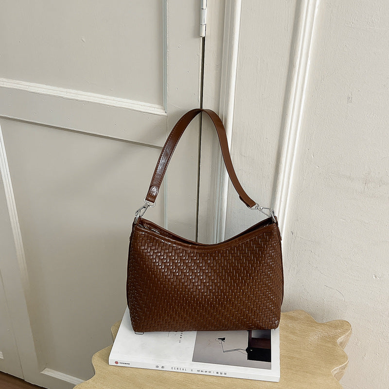 Woven Textured Hobo Shoulder Bag with Adjustable Strap