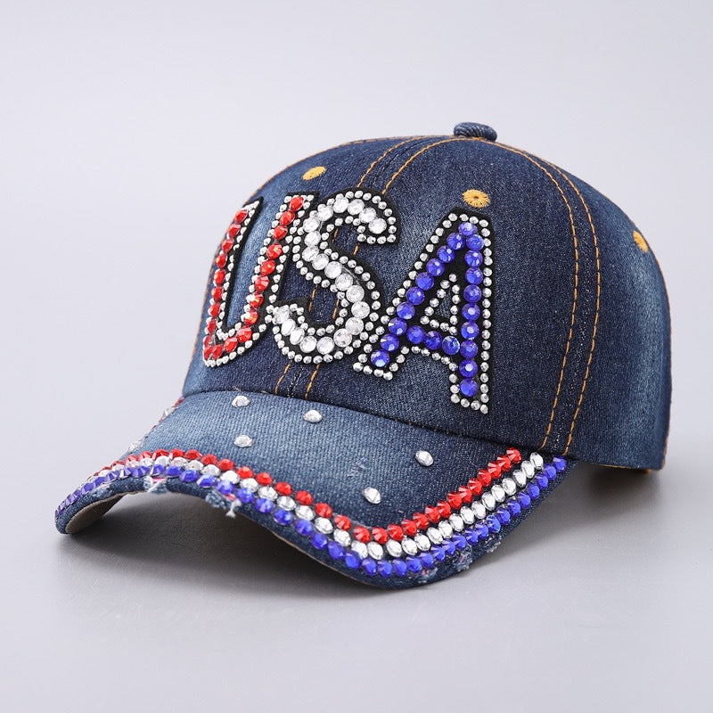 Rhinestone Flower Butterfly Baseball Cap