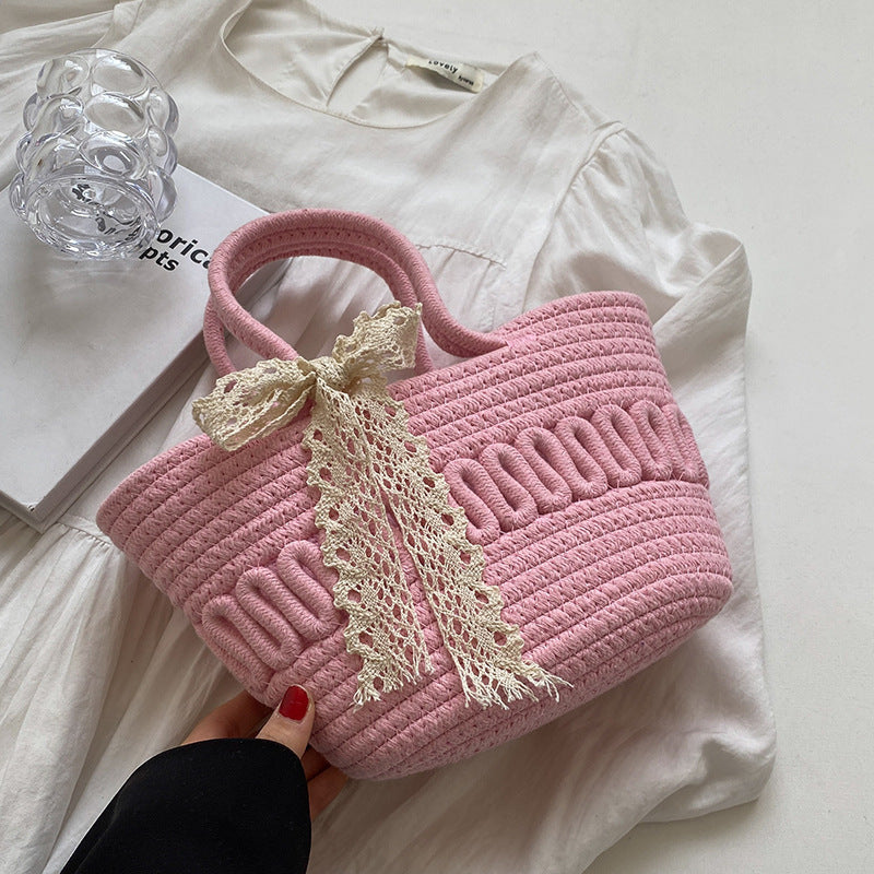 2026 Summer Silk Scarf Woven Large Capacity Casual Forest Style Shoulder Bag