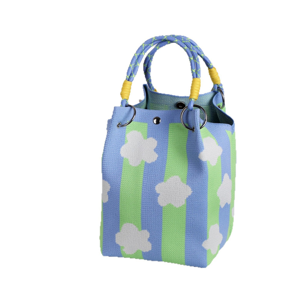 Christmas Knitted Mini Bucket Bag with Decorative Handles